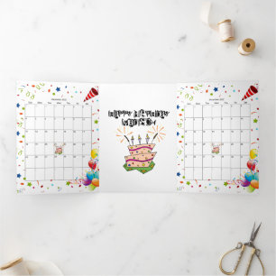 Happy BirthdayCard Dezember 2022 Kalender dreimal Dreifach Gefaltete Karte