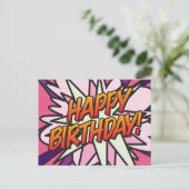 HAPPY BIRTHDAYComic Book Pop Art Postkarte (Stehend Vorderseite)