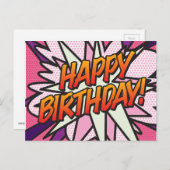 HAPPY BIRTHDAYComic Book Pop Art Postkarte (Vorne/Hinten)