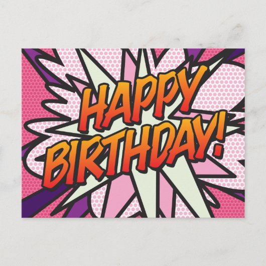 HAPPY BIRTHDAYComic Book Pop Art Postkarte (Vorderseite)