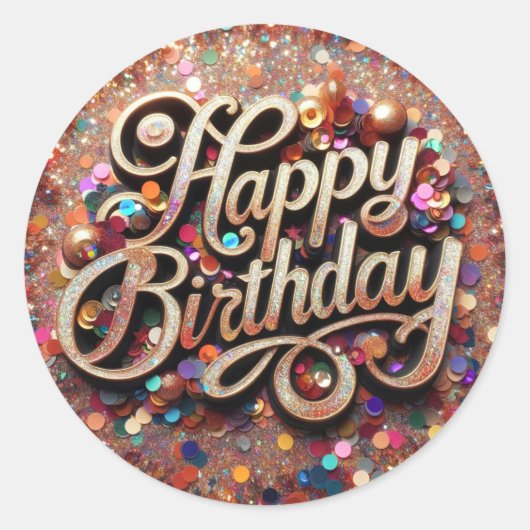 Happy Birthdayirthday Glittere Sticker (Vorderseite)