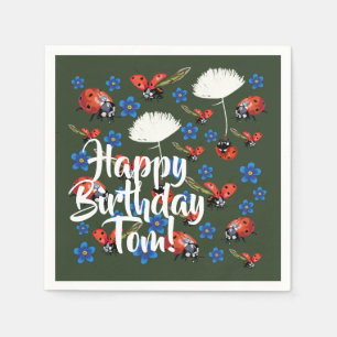 Happy Birthdya Lovely Spring Paper Napkins Serviette