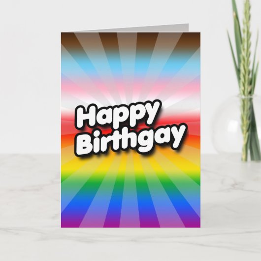 Happy Birthgay Card (Progress Pride) Karte (Vorderseite)