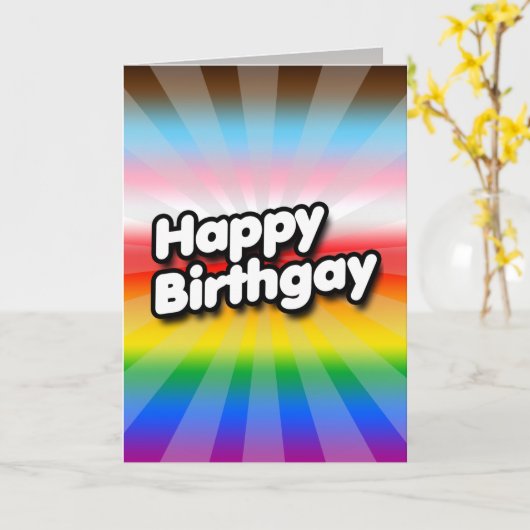 Happy Birthgay Card (Progress Pride) Karte (Gelbe Blume)