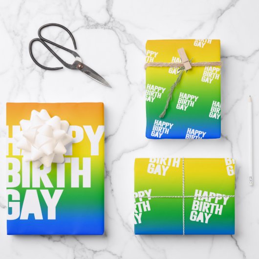 Happy Birthgay Geschenkpapier Set (Vorderseite)