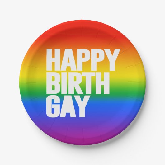 Happy Birthgay Pappteller (Vorderseite)