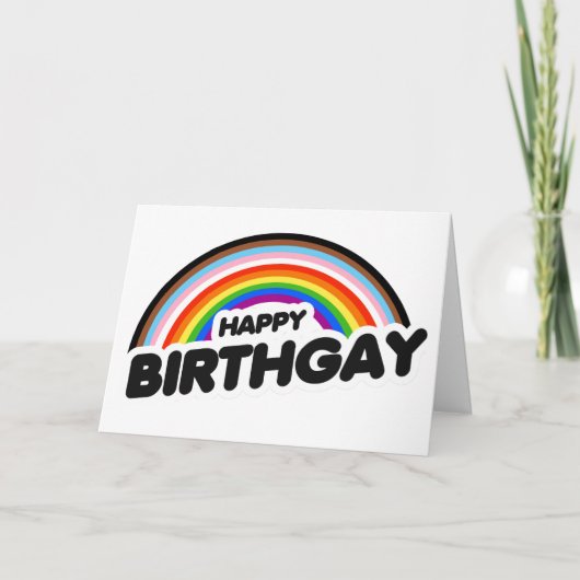 Happy Birthgay Progress Pride Karte (Vorderseite)