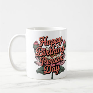 Happy Birthing Person Day Lotus Blume Retro Kaffeetasse