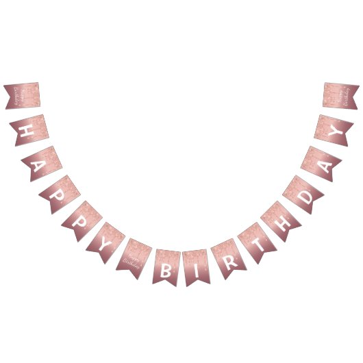 Happy Bithday - Rose Goldener Flair Glitzer Wimpelkette (Alle)