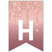 Happy Bithday - Rose Goldener Flair Glitzer Wimpelkette (Zweite Fahne)