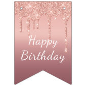Happy Bithday - Rose Goldener Flair Glitzer Wimpelkette (Erste Fahne)