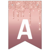 Happy Bithday - Rose Goldener Flair Glitzer Wimpelkette (Dritte Fahne)