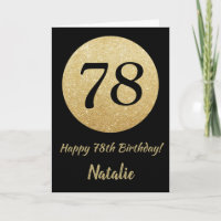 Happy Black and Gold Glitzer Card zum 78. Geburtst