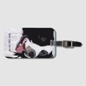 Happy Black and White Digital Art Border Collie Gepäckanhänger (Vorderseite (Horizontal))