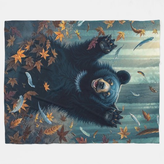 Happy Black Bar Tossing Blätter Fleecedecke (Vorderseite (Horizontal))