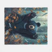 Happy Black Bar Tossing Blätter Fleecedecke (Vorderseite (Horizontal))