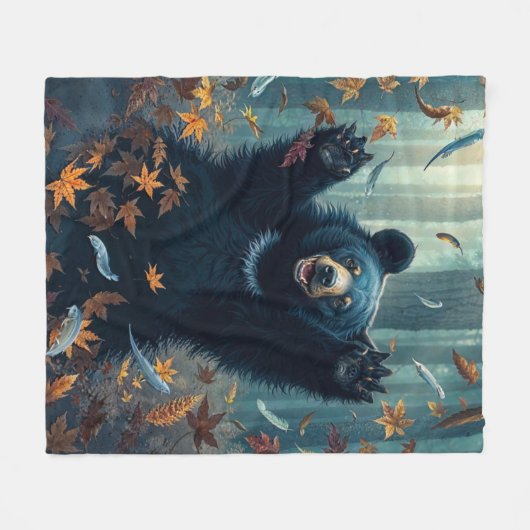 Happy Black Bar Tossing Blätter Fleecedecke (Vorderseite (Horizontal))