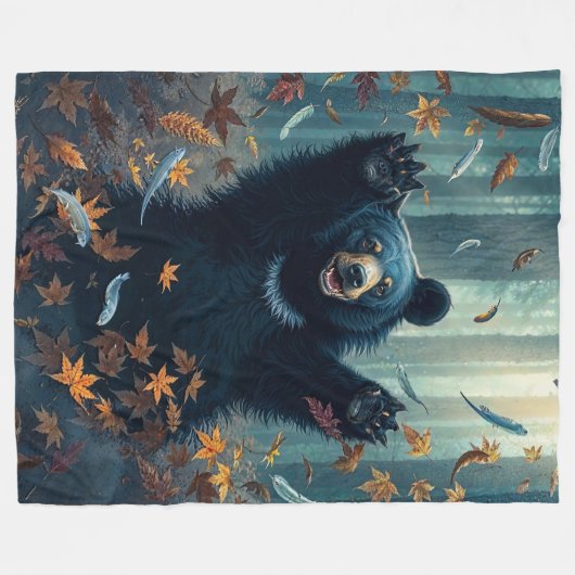 Happy Black Bar Tossing Blätter Fleecedecke (Vorderseite (Horizontal))