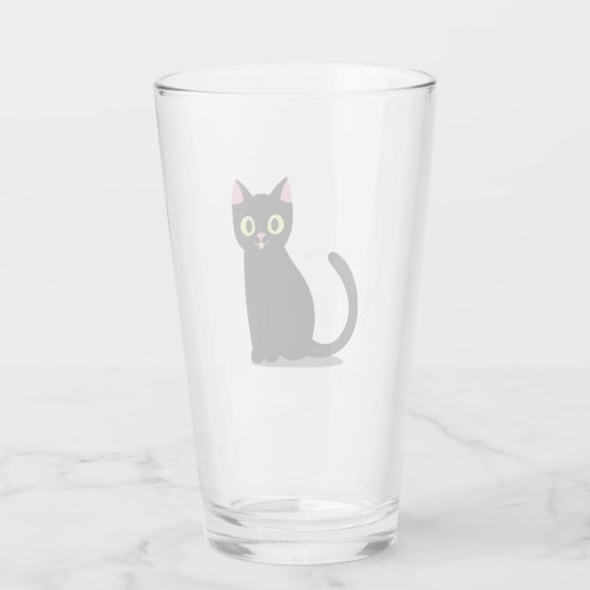 Happy Black Cat Cartoon Glas (Rückseite)