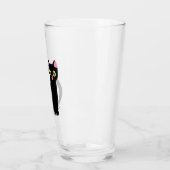 Happy Black Cat Cartoon Glas (Links)
