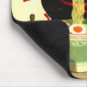 Happy Black Cat Eating Ramen | Japanese Ukiyo-e Mousepad (Ecke)
