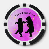Happy Black Dancing Bears String of Stars Pink Pokerchips (Vorderseite)