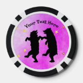 Happy Black Dancing Bears String of Stars Pink Pokerchips (Rückseite)