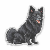 Happy Black Dog Sitting Aufkleber (Vorderseite)