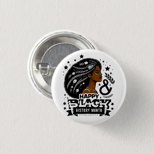 Happy Black History Month African Map Graphic Button (Vorne & Hinten)