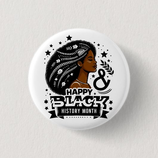 Happy Black History Month African Map Graphic Button (Vorderseite)