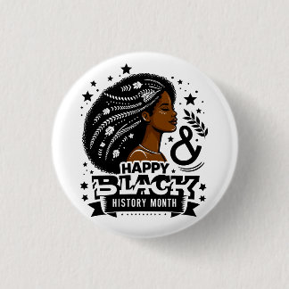 Happy Black History Month African Map Graphic Button