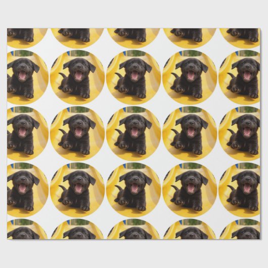 Happy Black Lab Puppy on Slide Fun Gift Wrap Geschenkpapier (Flach)