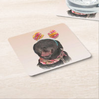 Happy Black Labrador Retriever Dog Paper Untersetz