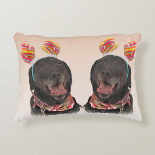 Happy Black Labrador Retriever Hunde Accent Pillow Zierkissen