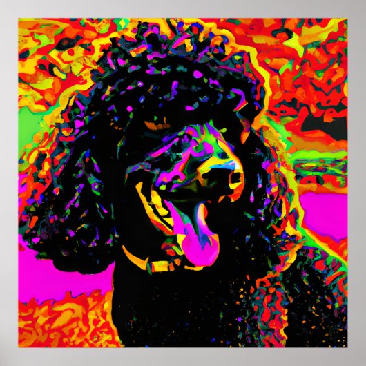 Happy Black Poodle Portrait Poster (Vorne)