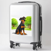 Happy Black und Tan Dog Aufkleber (Koffer)