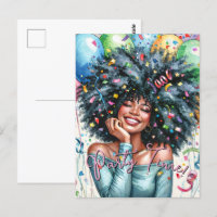 Happy Black Woman Party Time