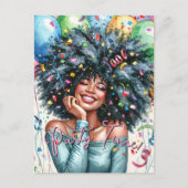 Happy Black Woman Party Time Postkarte (Vorderseite)