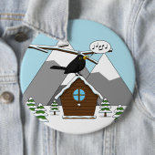 Happy Blackbird im Winter Landschaft singen Button (Beispiel)