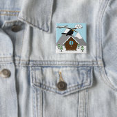 Happy Blackbird im Winter Landschaft singen Button (Beispiel)
