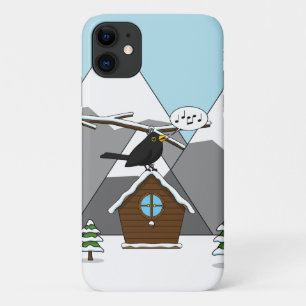 Happy Blackbird im Winter Landschaft singen Case-Mate iPhone Hülle