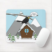 Happy Blackbird im Winter Landschaft singen Mousepad (Mit Mouse)