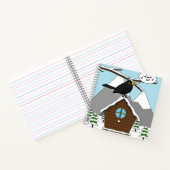 Happy Blackbird im Winter Landschaft singen Notizblock (Innenseite)