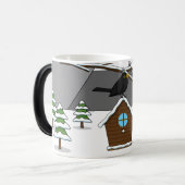 Happy Blackbird im Winter Landschaft singen Verwandlungstasse (Vorderseite Links)