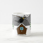 Happy Blackbird im Winter Landschaft singen Verwandlungstasse (Mittel)