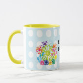 Happy Bloom Day Tasse – Retro Blumen & Punkte (Links)