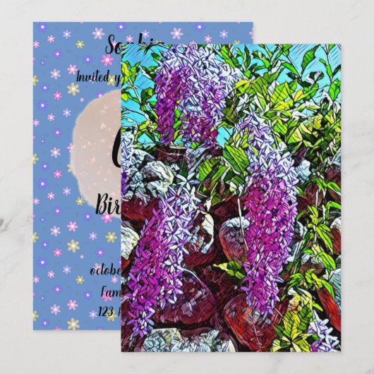 Happy blooming flower einladung (Vorne/Hinten)