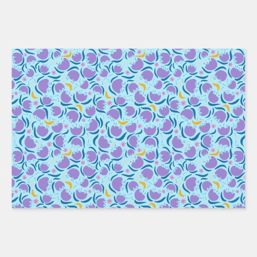 Happy Blooms and Slugs - Wrapping Paper Trio Geschenkpapier Set (Vorderseite 3)