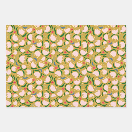 Happy Blooms and Slugs - Wrapping Paper Trio Geschenkpapier Set (Vorderseite 2)