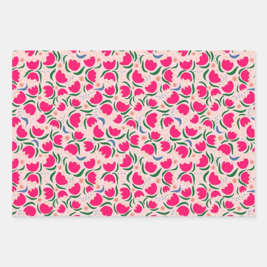 Happy Blooms and Slugs - Wrapping Paper Trio Geschenkpapier Set (Vorderseite)